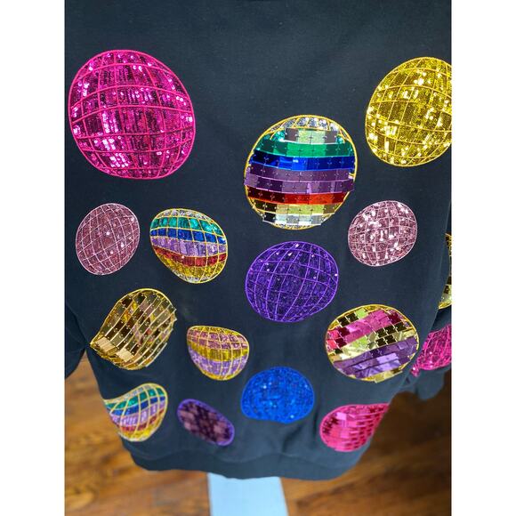 Queen of Sparkles Sweater Dress Sequin Disco Ball 3D Art to Wear Retro Valentine - Picture 6 of 11